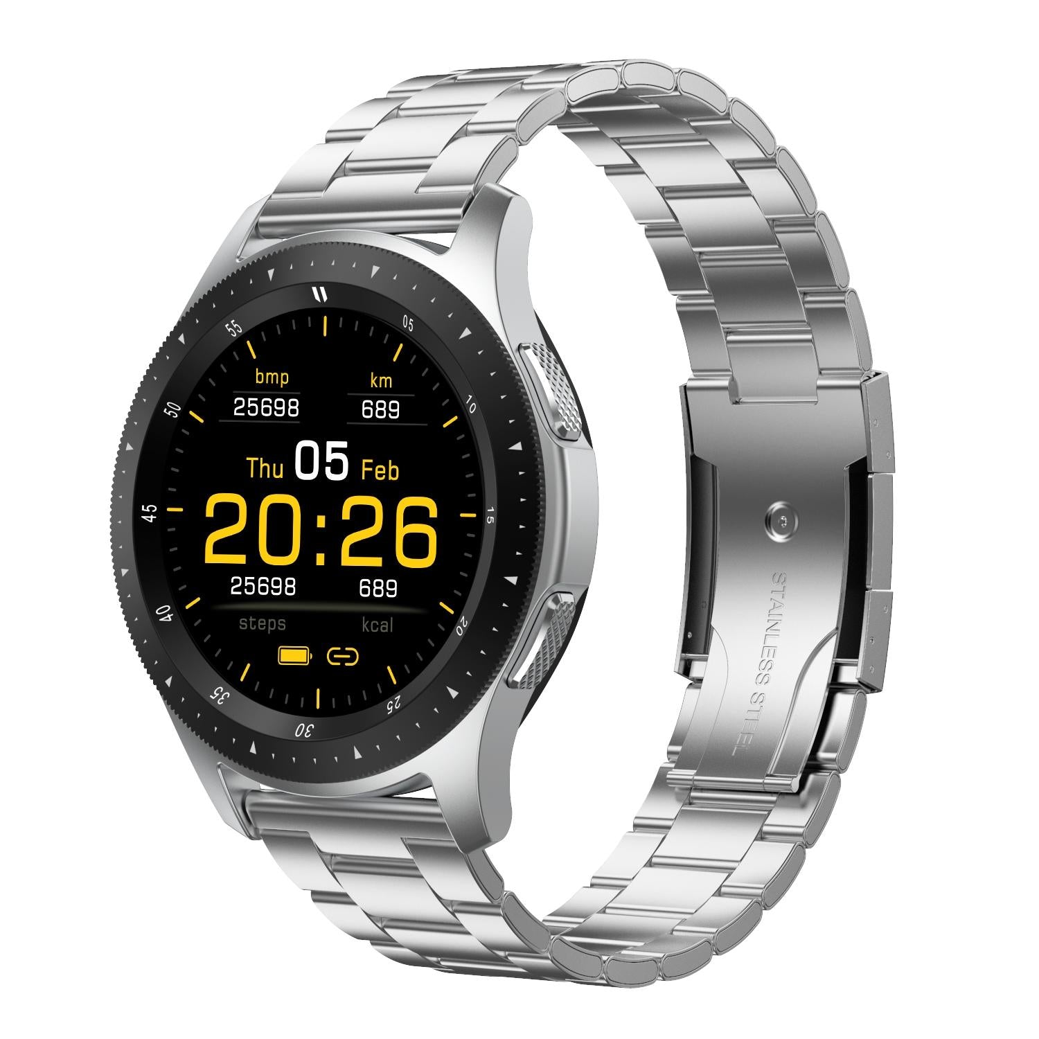 V562-B103762100ADE-202504252126-00 Waterproof Smart Bracelet With Touch Screen Bluetooth Call And Heart Rate Monitor - Silver - Image 1