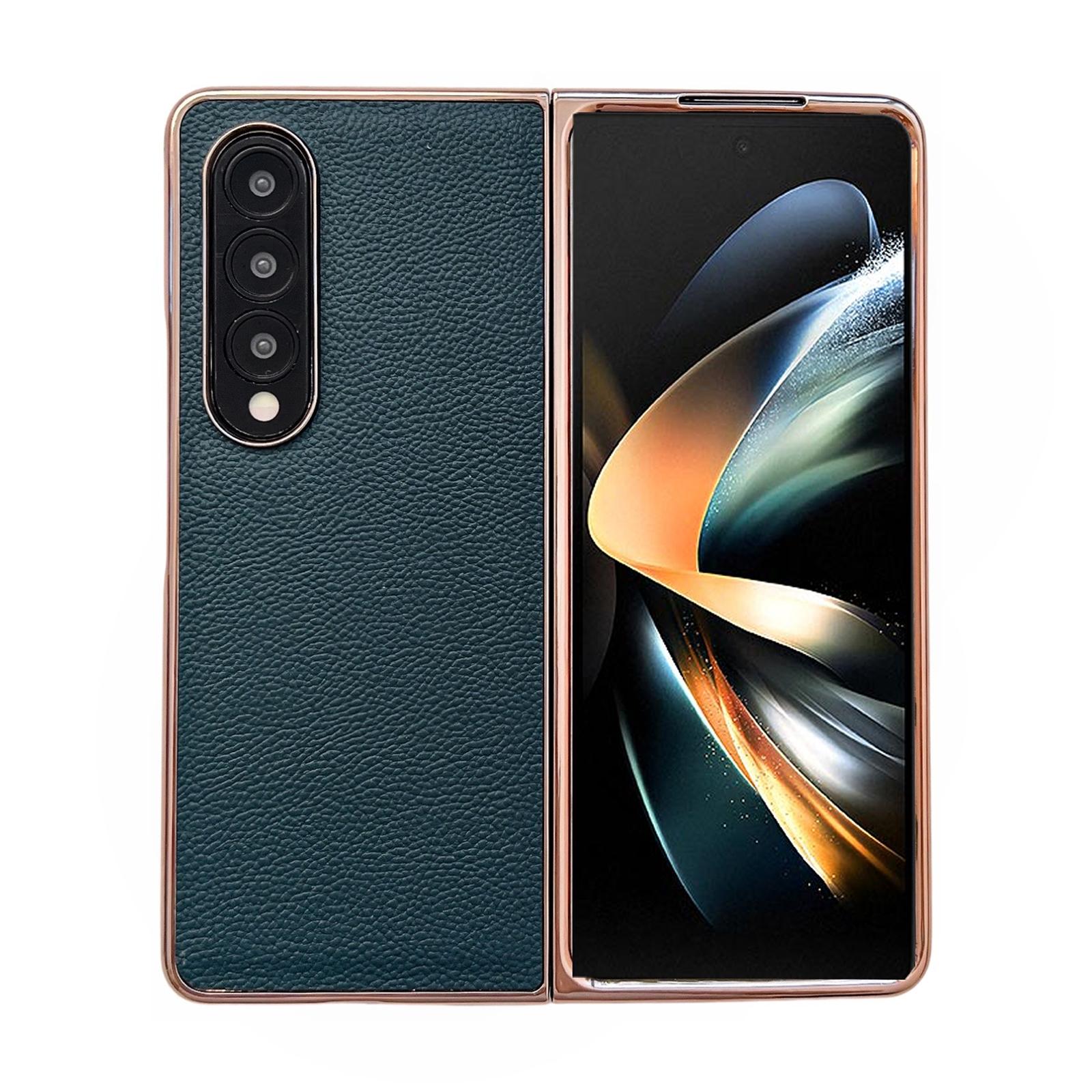 V562-B106007300ADE-202503211321-00 For Samsung Galaxy Z Fold4 5G Skyline Series Nano Electroplating Pu Case - Green - Image 1