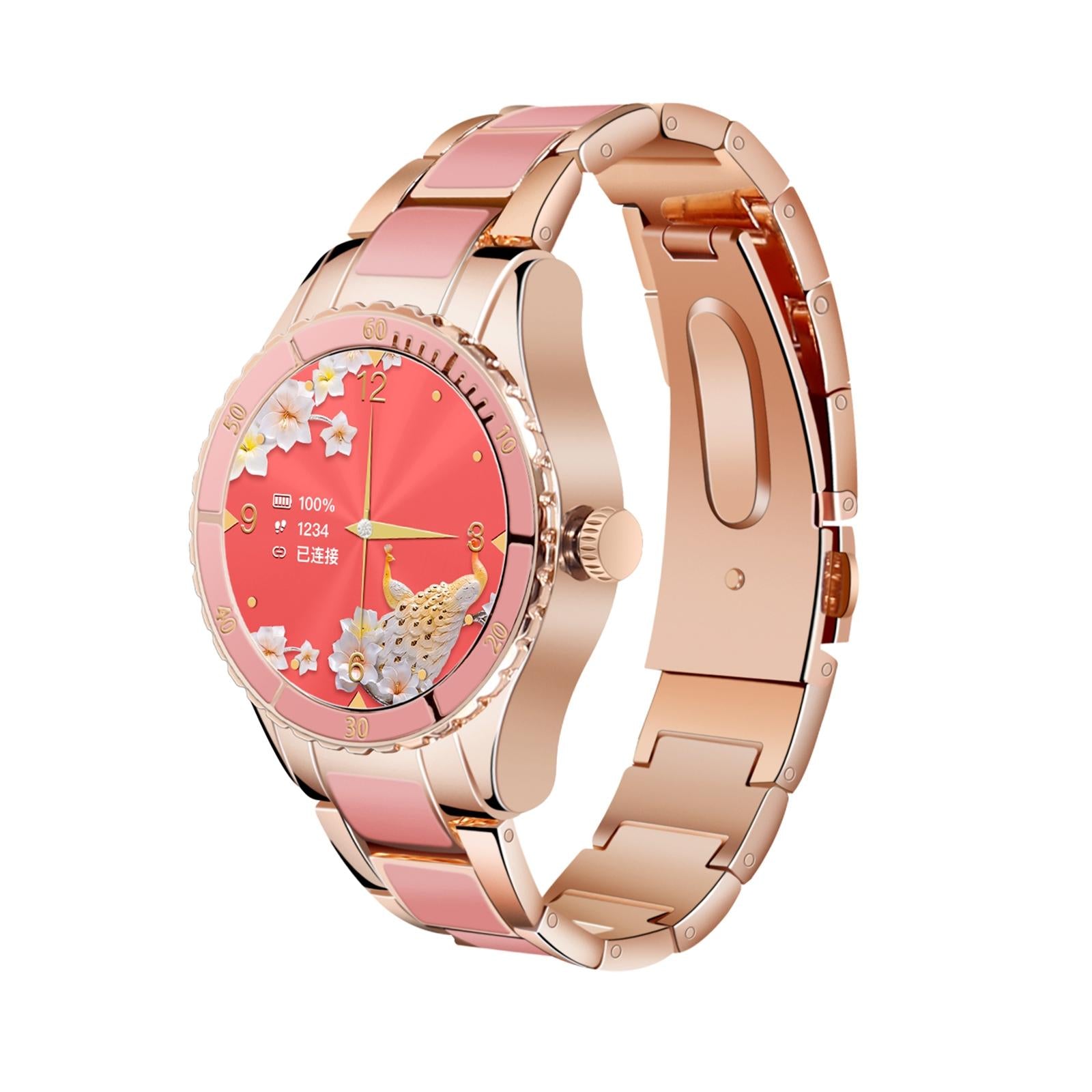 V562-B106141200ADE-202504252126-00 Smart Bracelet With Touch Screen Heart Monitoring Voice Control And Cycle Reminder - Pink - Image 1