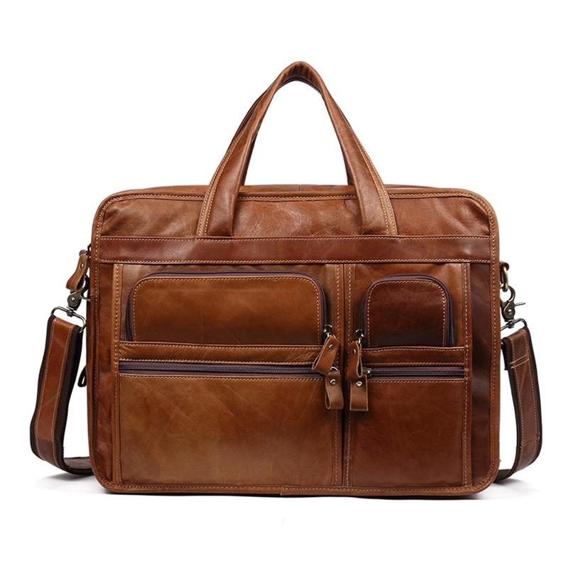 V562-B1065413850DBT-202503041253-00 Men 15.6 Inch Business Handbag Casual Singer Shoulder Messenger Bag - Brown - Image 1
