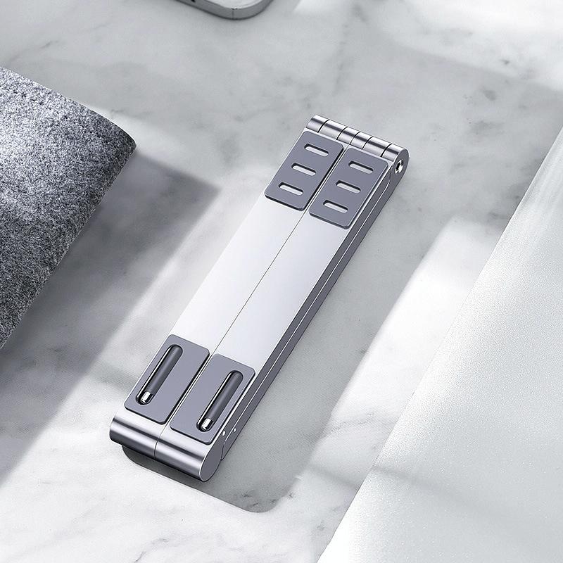 V562-B1066513060DBT-202506271217-00 Foldable Aluminum 3-in-1 Phone Tablet Stand - Portable Storage - Silver - Image 1