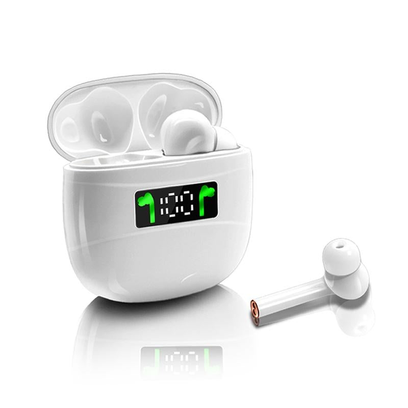 V562-B107330100AYS-202505261845-00 Waterproof Wireless Bluetooth Earbuds with Led Display and Hifi Sound - White - Image 1