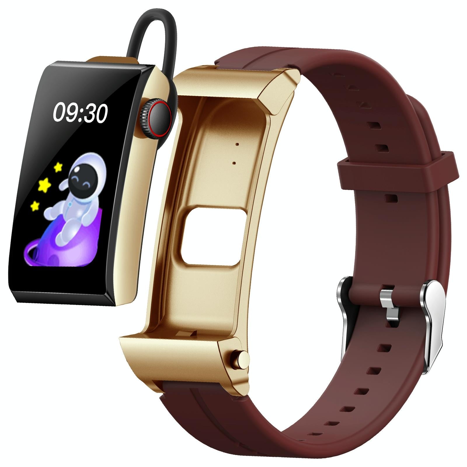 V562-B107933400ADE-202504252027-00 1.5 Inch Silicone Band Earphone Detachable Ip68 Waterproof Smart Watch Support Bluetooth Call - Red - Image 1