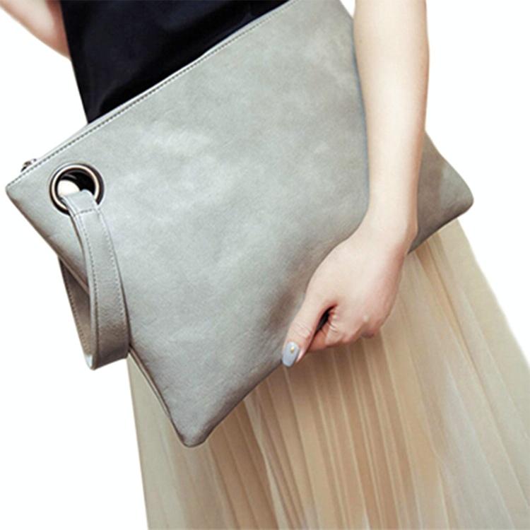 V562-B109560250DBT-202504251711-00 Stylish Retro Envelope Clutch Bag - Large Capacity - Light Gray - Image 1