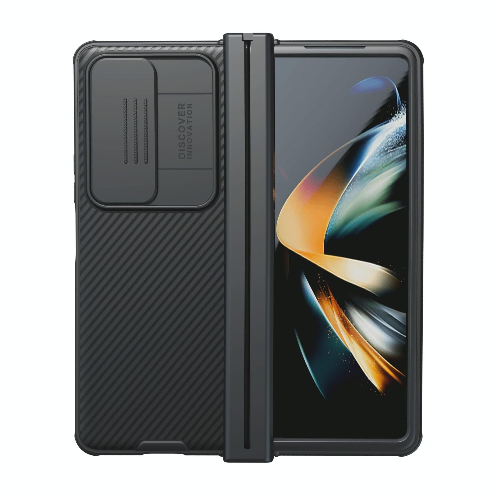 V562-B109685300ADE-202505291220-00 For Samsung Galaxy Z Fold4 5G Mirror Pro Camshield Case Set - Black - Image 1