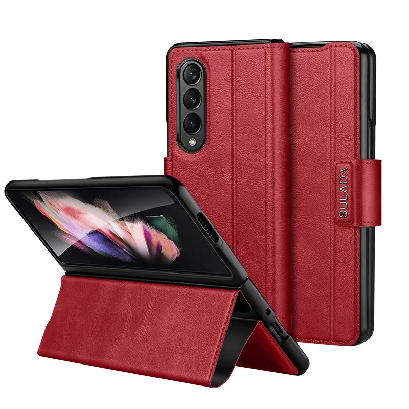 V562-B207949400ADE-202505291327-00 For Samsung Galaxy z Fold4 5G Magnetic Snap Leather Flip Case - All-inclusive - Red - Image 1