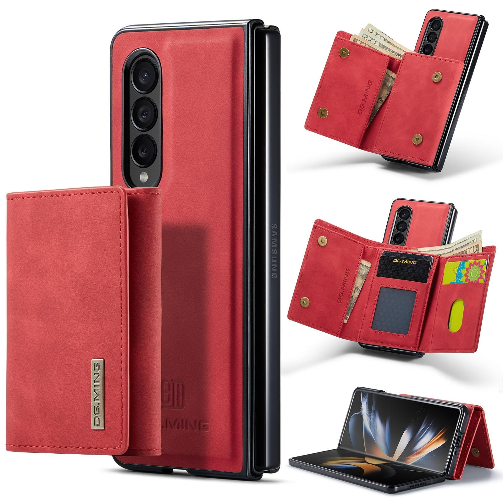 V562-B209116300ADE-202505291325-00 For Samsung Galaxy Z Fold4 5G Wallet Case - 3 Fold Multi Card Holder - Red - Image 1