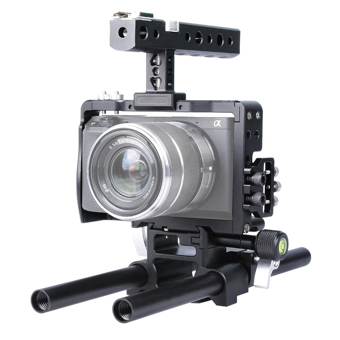 V562-B4450ACD-202503062145-00 Camera Cage Stabilizer With Handle - Black For Sony A6000 / A6300 / A6400 / A6500 - Image 1