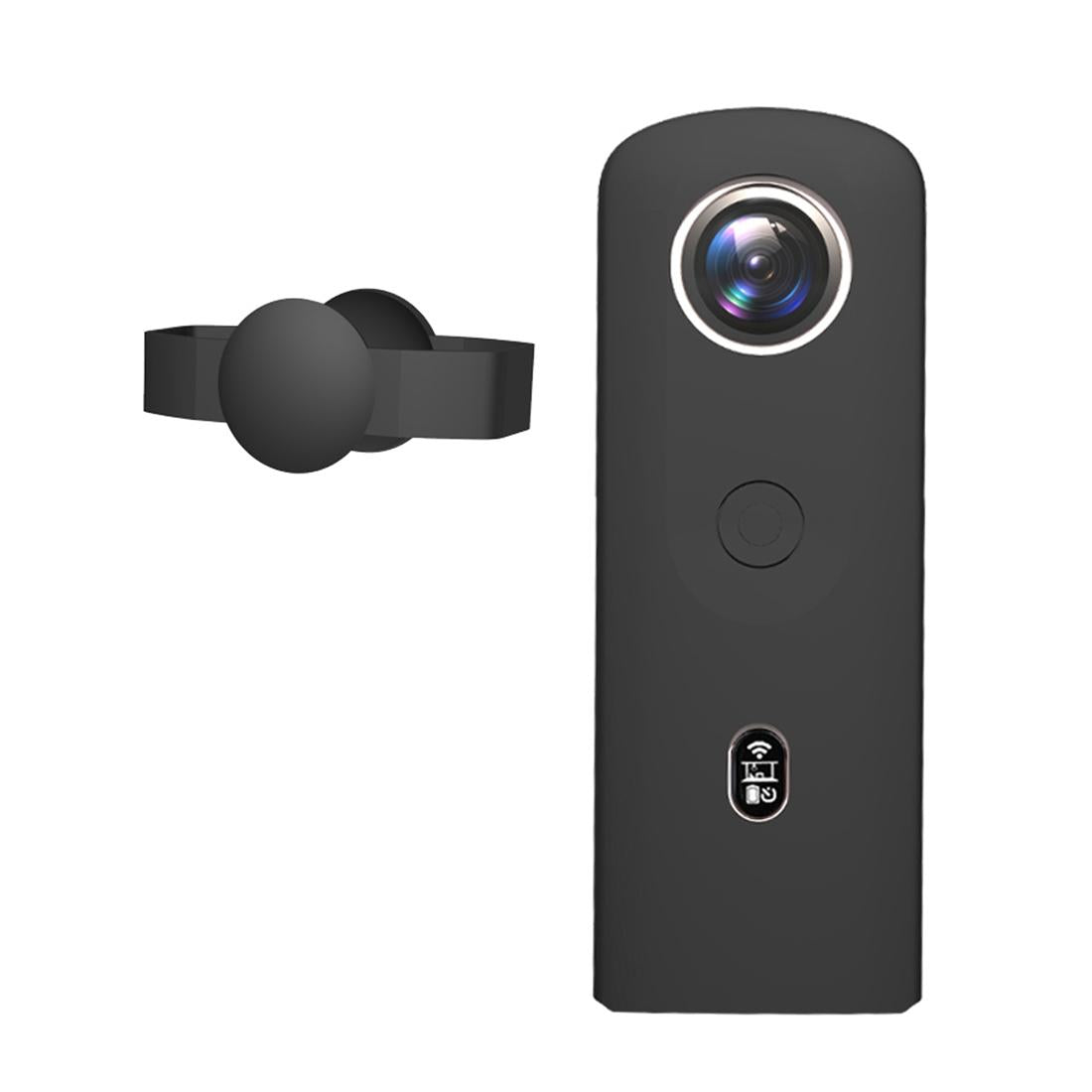 V562-B585UP-219383-00 360 Camera Silicone Case with Lens Cover for Ricoh Theta Sc2 - Black - Image 1