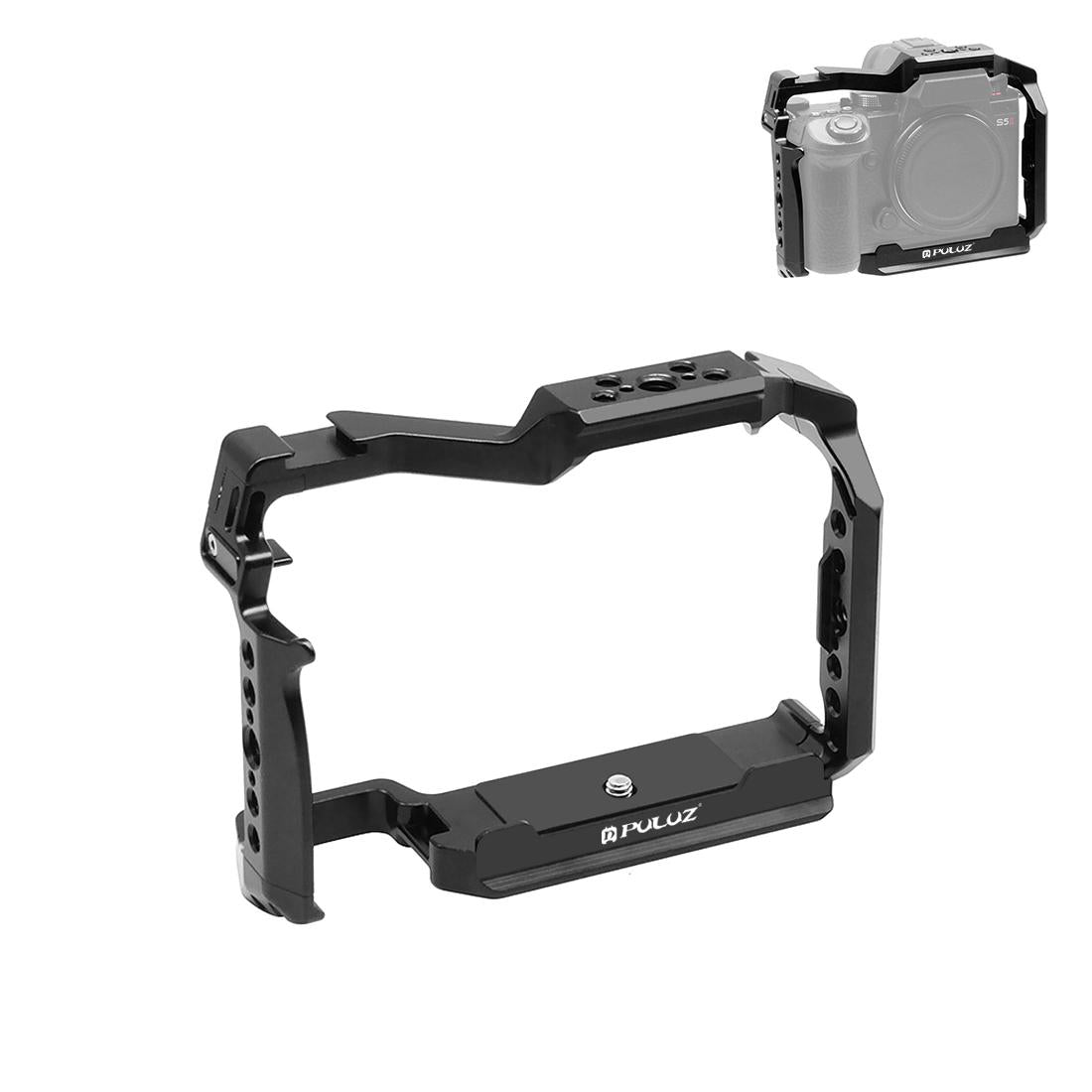 V562-B6113UP-202503062000-00 Metal Camera Cage Stabilizer - Black for Panasonic Lumix S5 Ii - Image 1