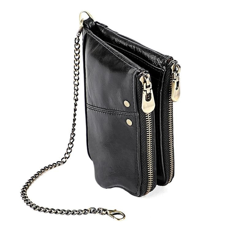 V562-B6410BCC-202503281937-00 Leather Wallet with Rfid Protection and Strap - Card Slots - Black - Image 1