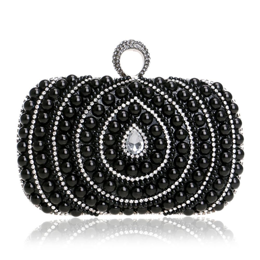 V562-B7692BCC-202504251536-00 Stylish Pearl Handbag for Fashion Banquets and Parties - Black - Image 1