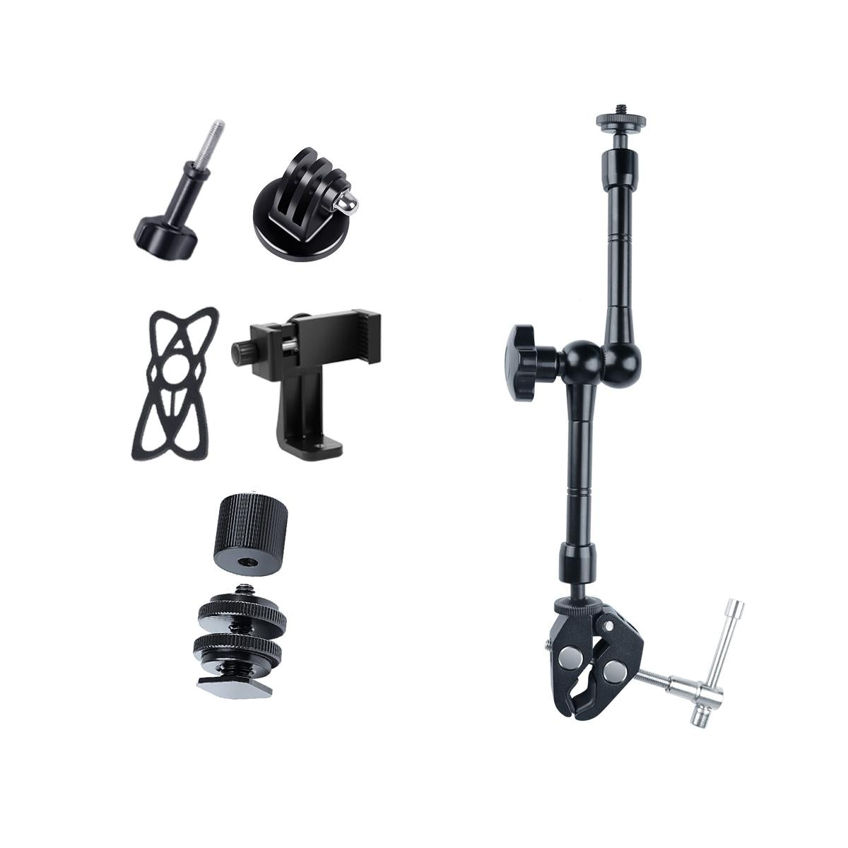 V562-B7741ACD-202502212145-00 Adjustable Magic Arm With Phone Clamp & Large Claws - 11 Inch Black - Image 1