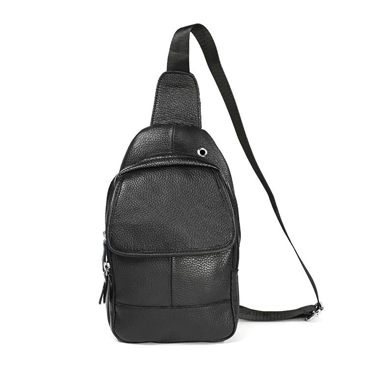 V562-B8410BCC-202505191705-00 Men Litchi Texture Full Grain Cowhide Crossbody Bag - Black - Image 1