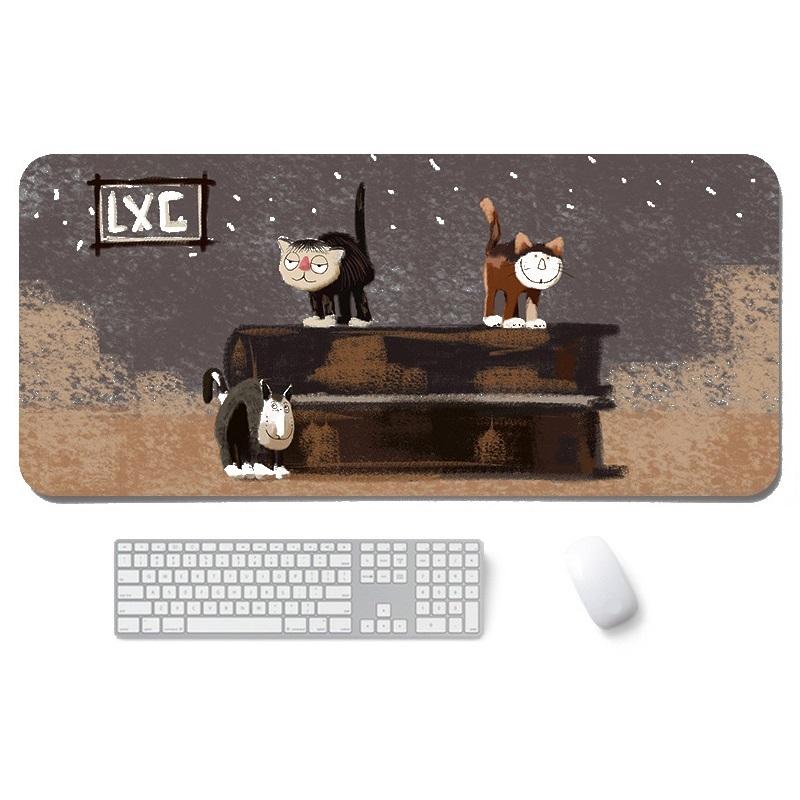 V562-C0144723750DBT-202505261212-00 Waterproof Cartoon Mouse Pad Non Slip Design - Three Cats - Image 1