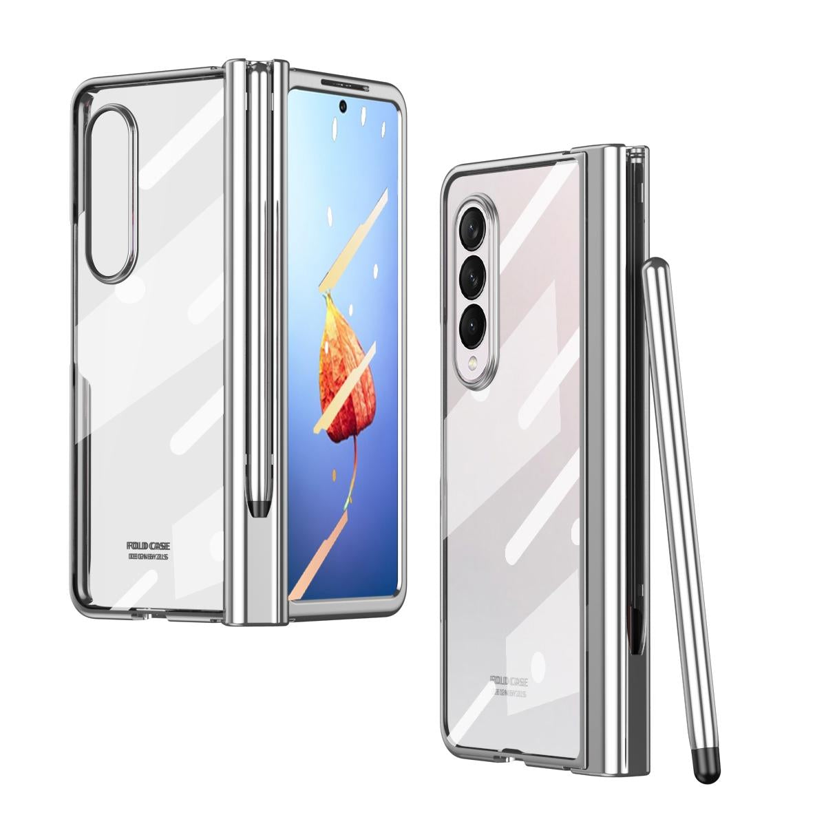 V562-C102803300ADE-202505221932-00 For Samsung Galaxy Z Fold4 5G Full Body Phone Case with Integrated Hinge and Pen Slot - Silver - Image 1