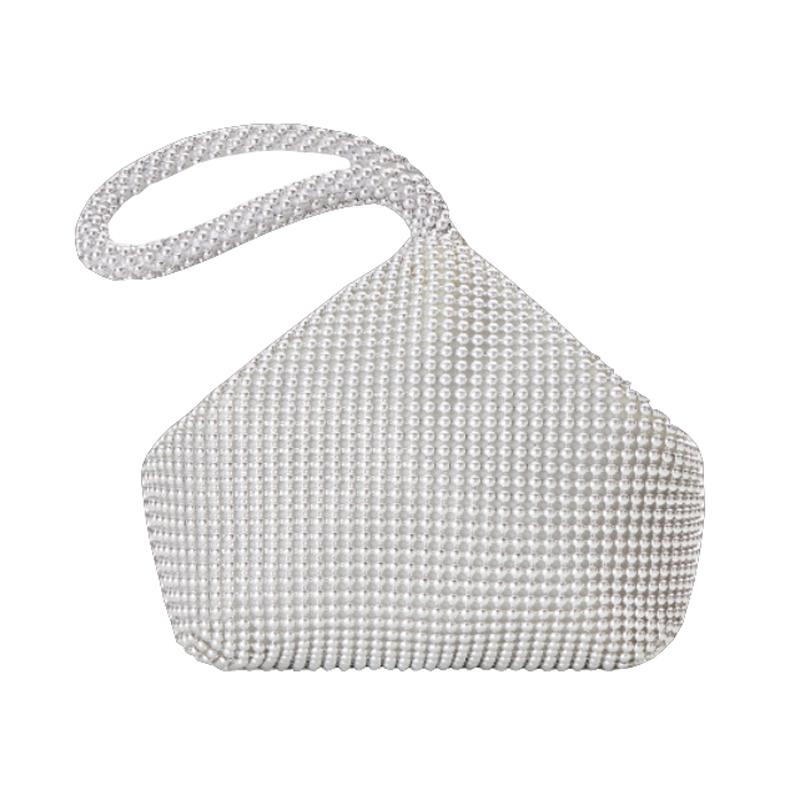 V562-C1035184060DBT-202504251645-00 Soft Beaded Ladies Clutch Bag for Banquets - Silver - Image 1