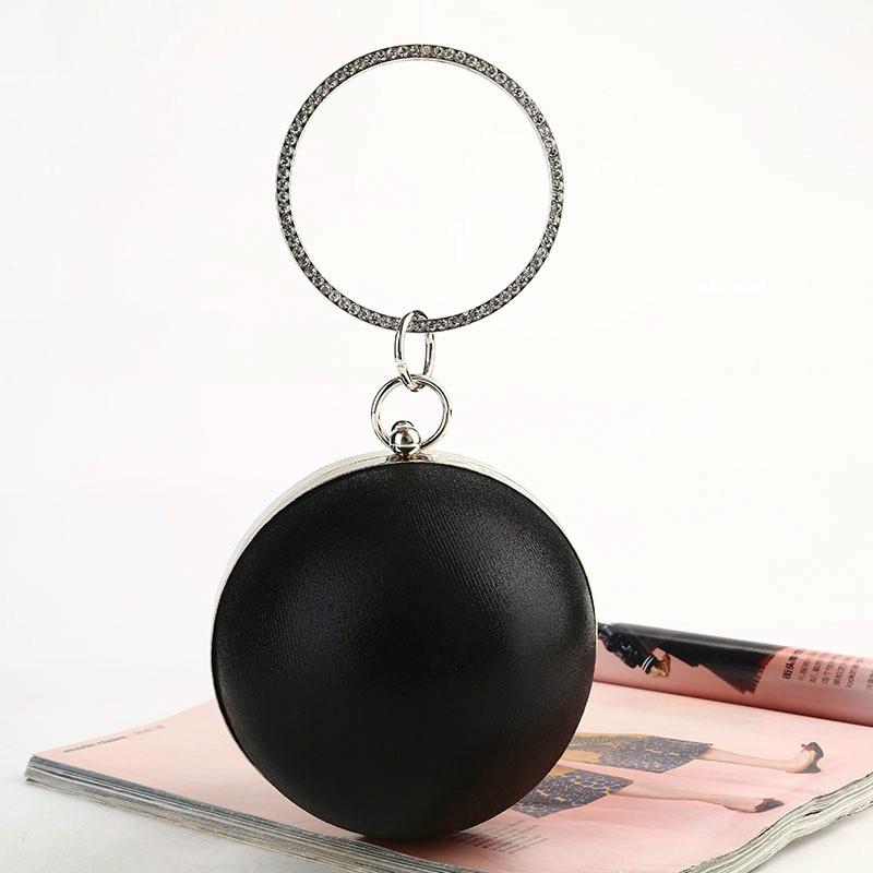 V562-C1037802350DBT-202505291516-00 Chic Round Ball Clutch for Evening Events - Black - Image 1