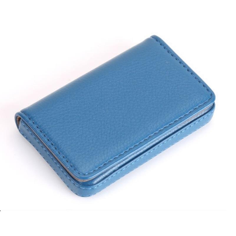 V562-C1047912750DBT-202503280240-00 Stainless Steel Magnetic Business Card Holder Pu Leather Case - Blue - Image 1