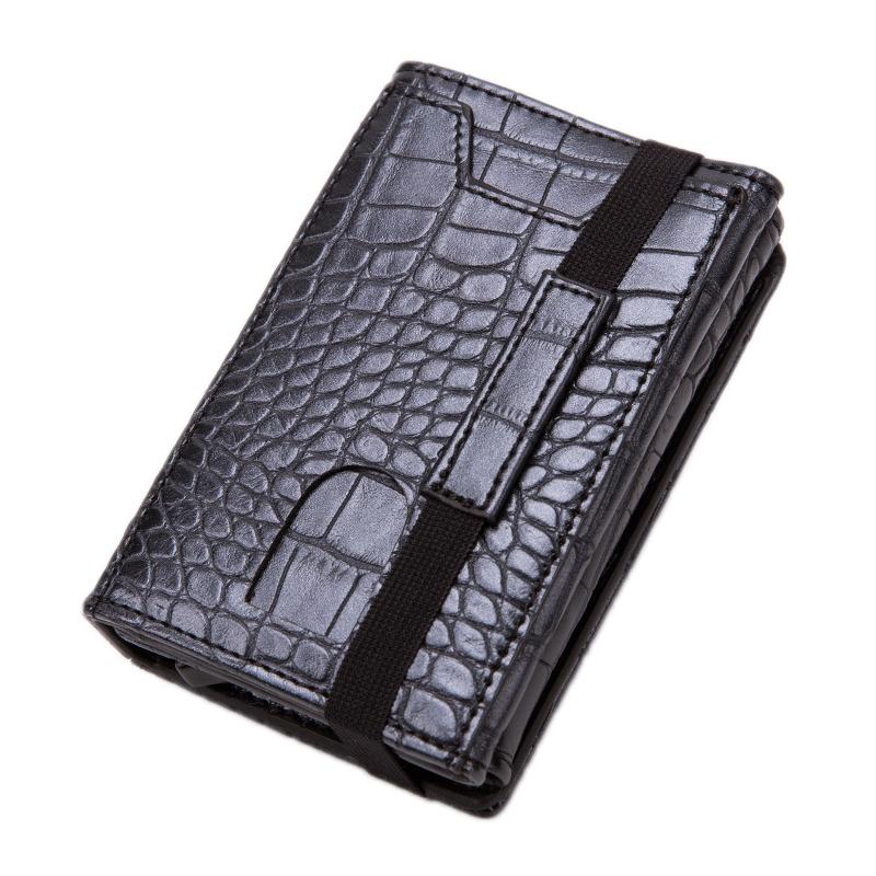 V562-C1050022750DBT-226263-00 Rfid-blocking Aluminum Card Holder - Secure & Compact - Crocodile Black - Image 1