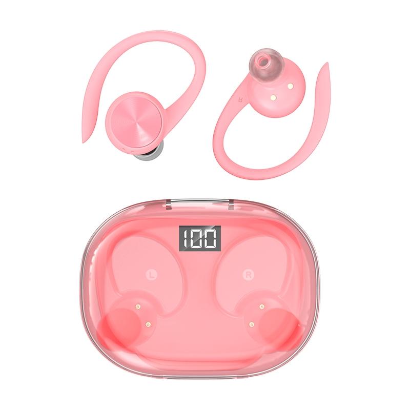 V562-C1050694060DBT-202505222016-00 Wireless Earphones with Digital Display and Charging Case - Pink - Image 1
