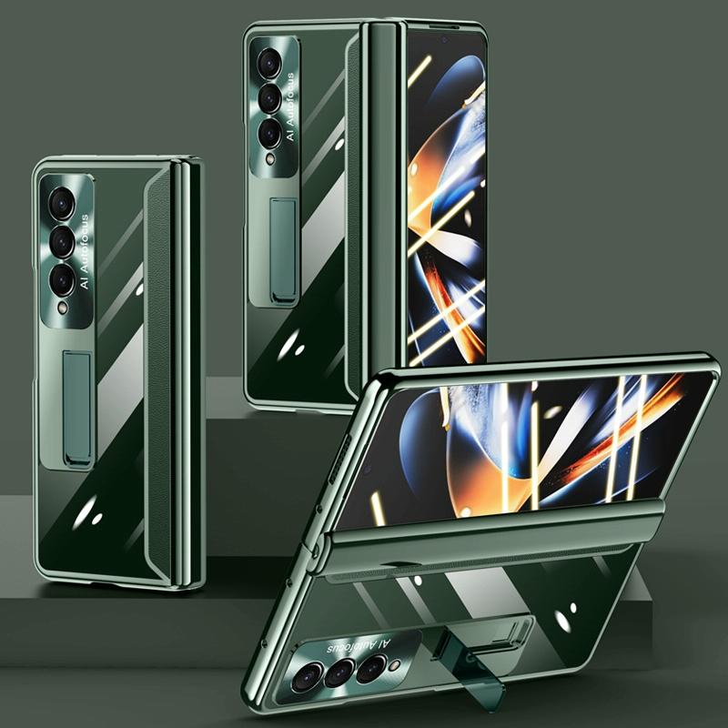 V562-C105640400ADE-202505291332-00 For Samsung Galaxy Z Fold4 5G Samsung Fold 4 Full Body Hinge Case - Electroplated - Green - Image 1