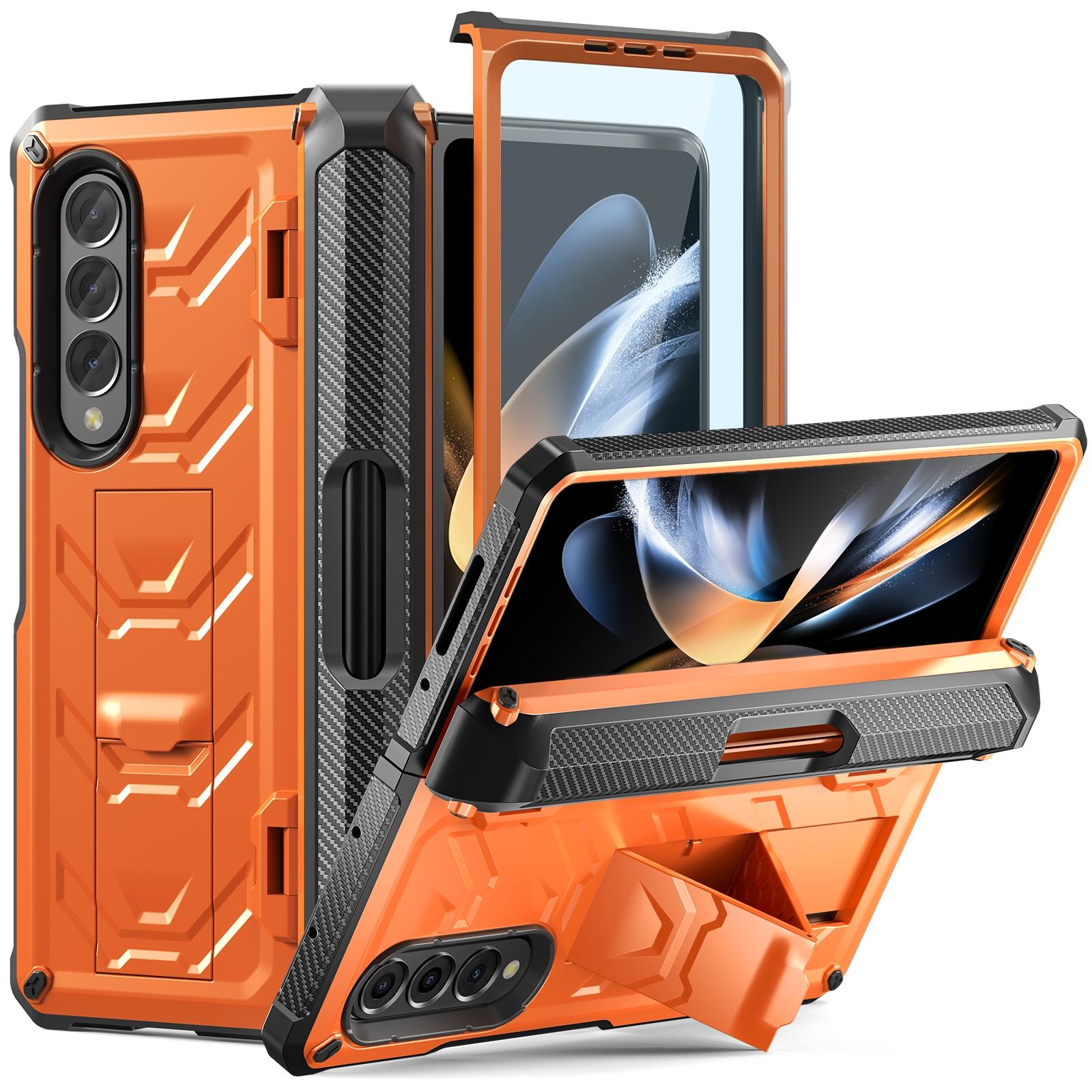 V562-C106559300ADE-202503211330-00 For Samsung Galaxy Z Fold4 5G Foldable Shockproof Phone Case - Orange - Image 1