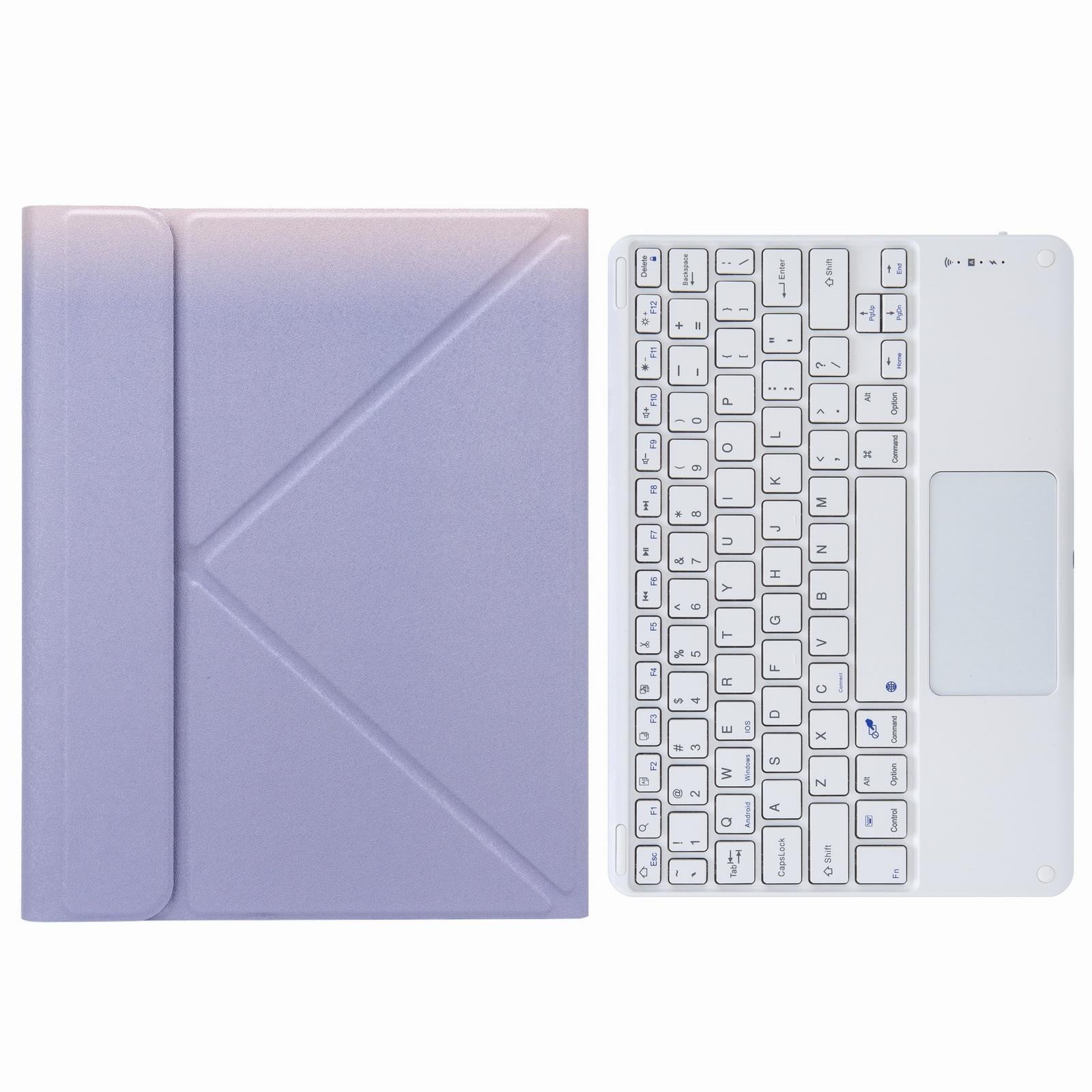 V562-C107064200ADE-202504292016-00 Bluetooth Keyboard Leather Case For Ipad 9.7 2018 / 2017 With Three-Fold Holder - Purple - Image 1