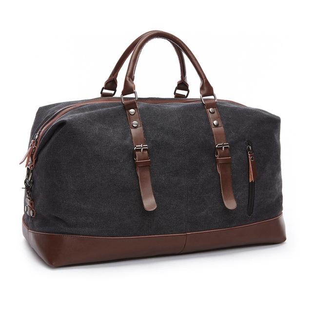 V562-C107293940DBT-202504251726-00 Men Leather Duffel Bag for Carry-on Travel - Black - Image 1