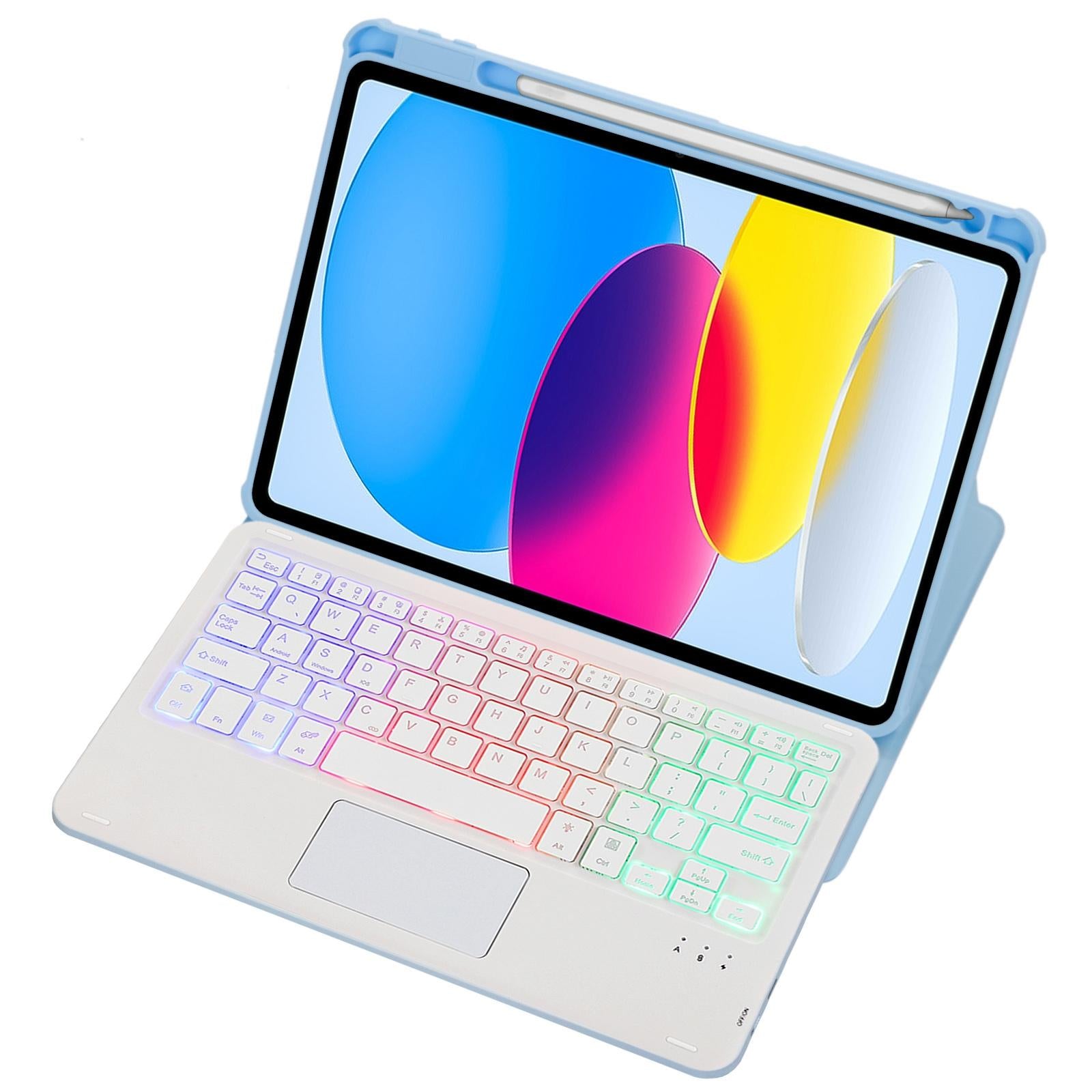 V562-C108117400ADE-202504292025-00 360 Rotation Bluetooth Keyboard Leather Case For Ipad 10.9 2022 With Touch Control And Backlight - Blue - Image 1