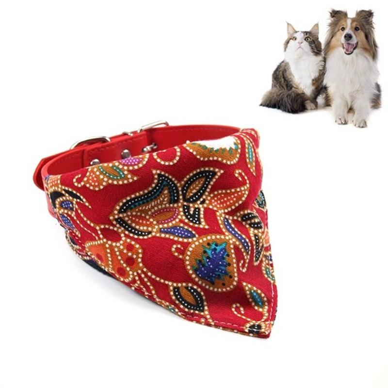 V562-C2061001450DBT-202503201652-00 Cotton Pet Bib Cat Headband Dog Saliva Towel - Size S - Red - Image 1