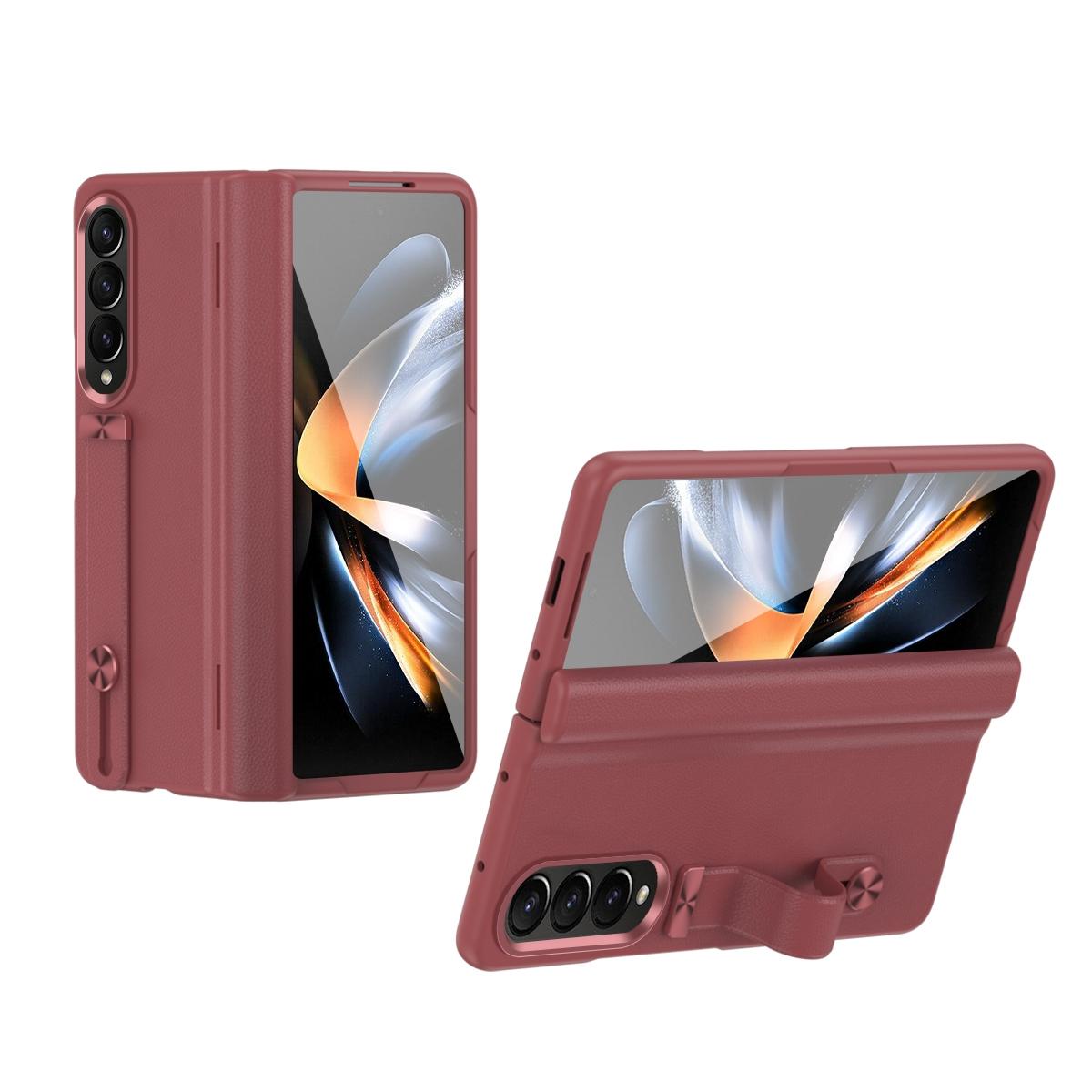 V562-C209105200AYS-202505221940-00 For Samsung Galaxy Z Fold4 5G Leather Wristband Phone Case - Red - Image 1