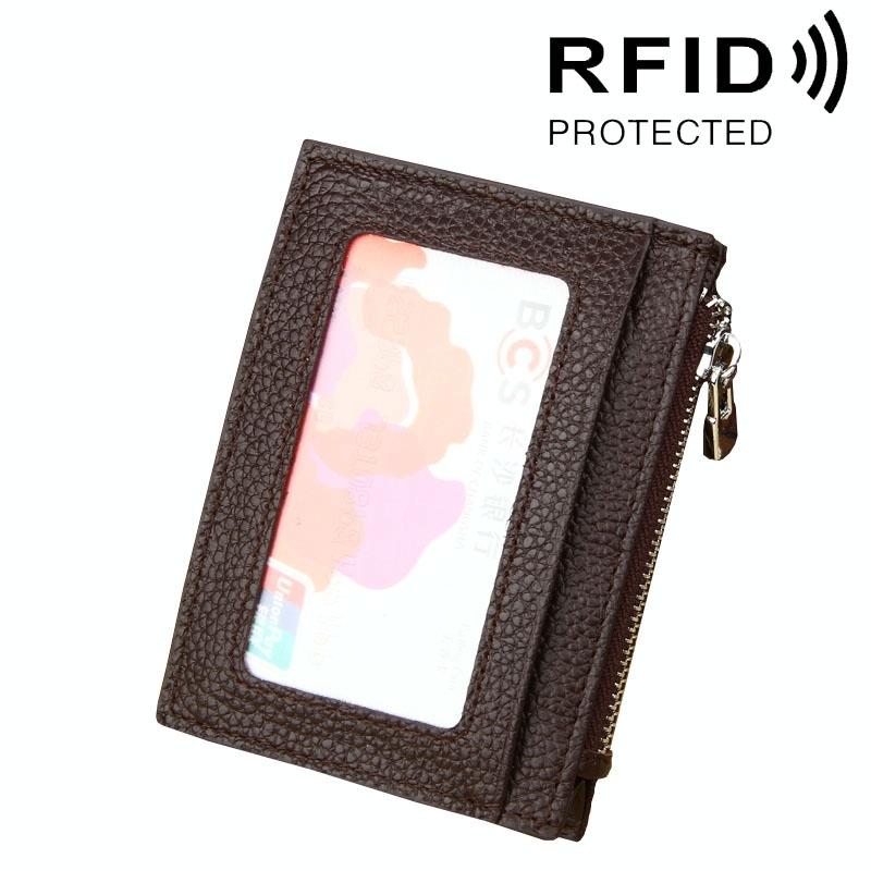 V562-C8901BCC-202505291506-00 Leather Rfid Blocking Card Holder Wallet - 11x8x1.5cm - Coffee - Image 1
