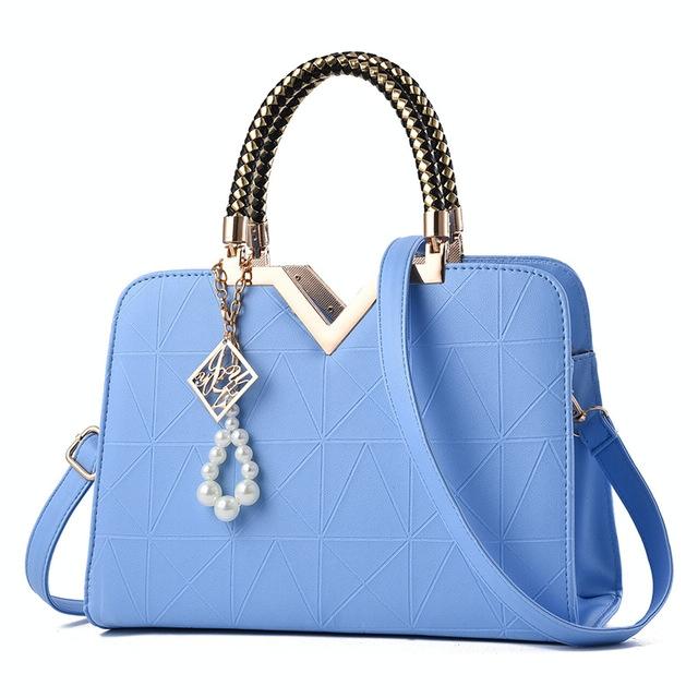 V562-D100319980DBT-202504251720-00 Women Zipper Shoulder Bag with Phone Pocket and Crossbody Strap - Light Blue - Image 1