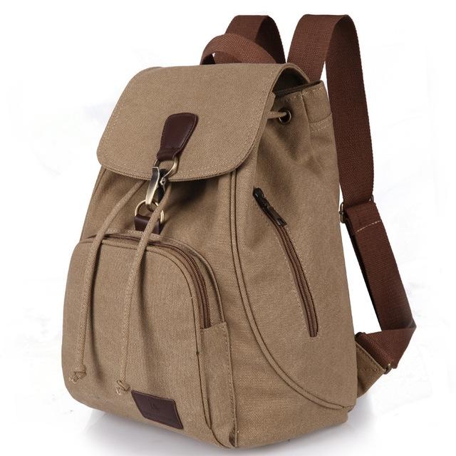 V562-D100543940DBT-202502282215-00 Women Canvas Laptop Backpack - Compact and Stylish - Khaki - Image 1