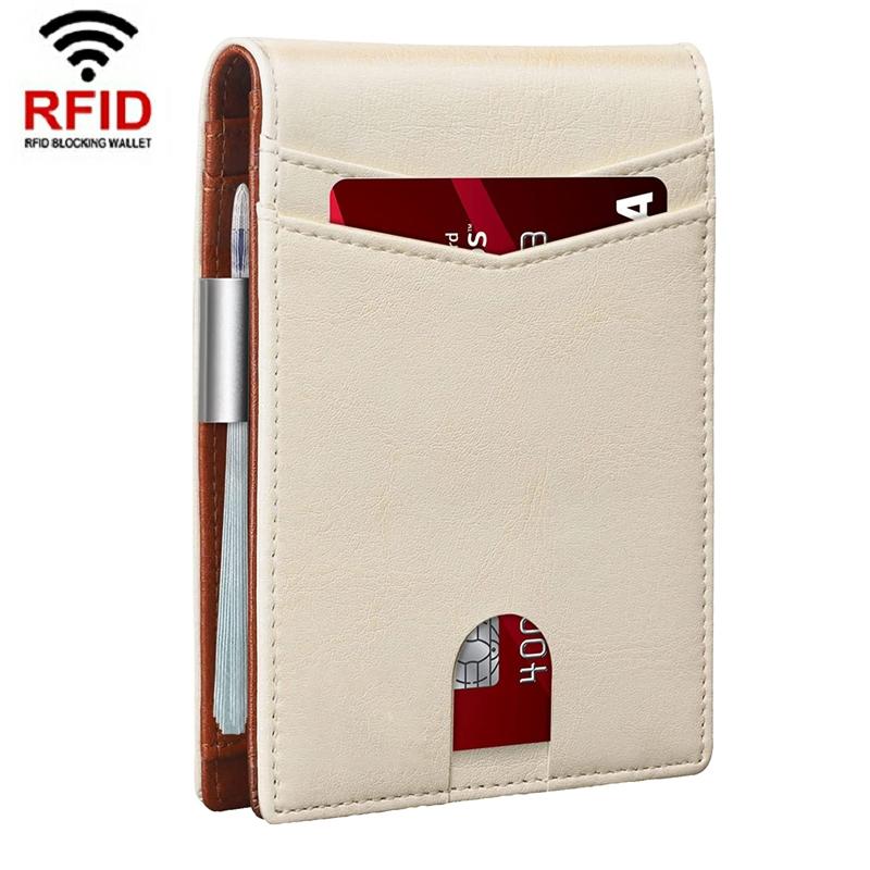 V562-D1018593060DBT-202505291518-00 Rfid-protected Leather Credit Card Wallet - Secure & Stylish - Beige - Image 1