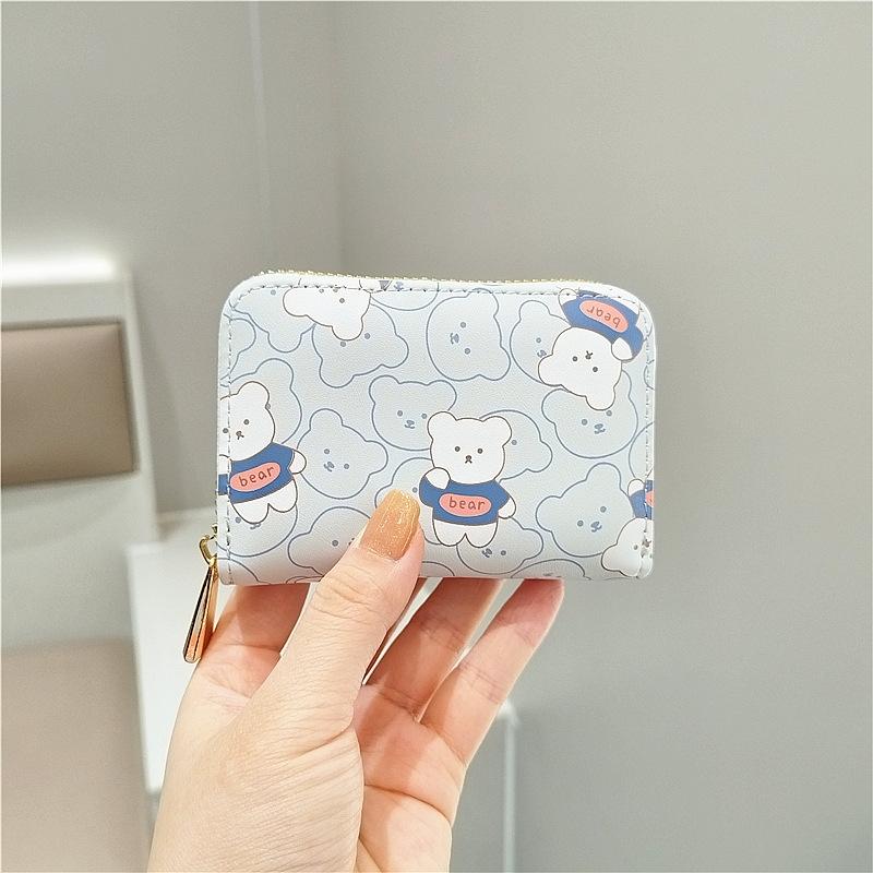 V562-D1030473060DBT-202503280225-00 Cute Bear Print Multi Slot Card Holder Anti Degaussing Design - Blue - Image 1