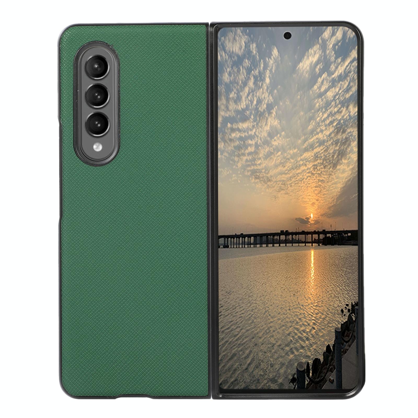 V562-D105370300ADE-202504292120-00 For Samsung Galaxy Z Fold4 5G Fold 4 Cross Texture Pu Leather Case - Green - Image 1