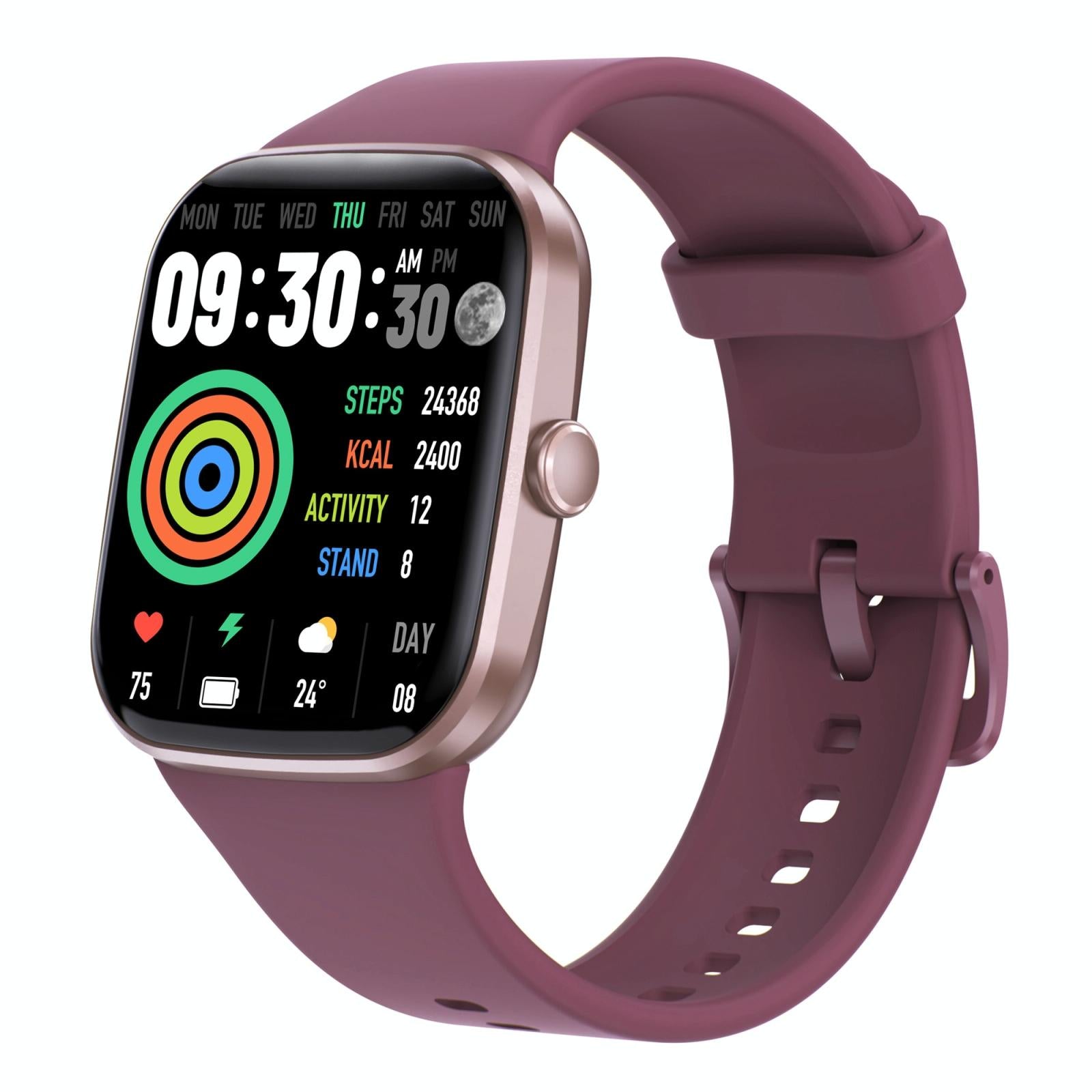 V562-D106055200AYS-202504252120-00 Ip67 Waterproof Smart Bracelet Bluetooth Call Fitness Tracker - Wine Red - Image 1