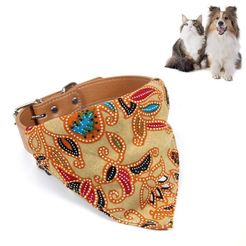 V562-D1061001450DBT-202503201652-00 Cotton Pet Bib Cat Headband Dog Saliva Towel - Size Xs - Khaki - Image 1