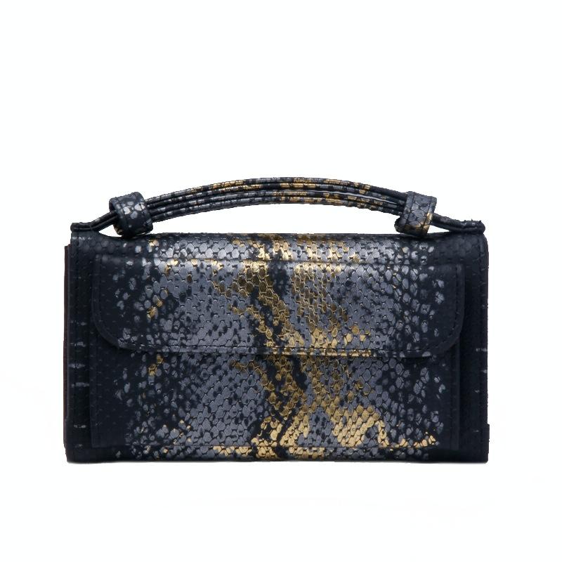 V562-D1098022750DBT-202504021920-00 Sequin Snake Print Wrist Bag - Multifunctional Chain Wallet - Black - Image 1
