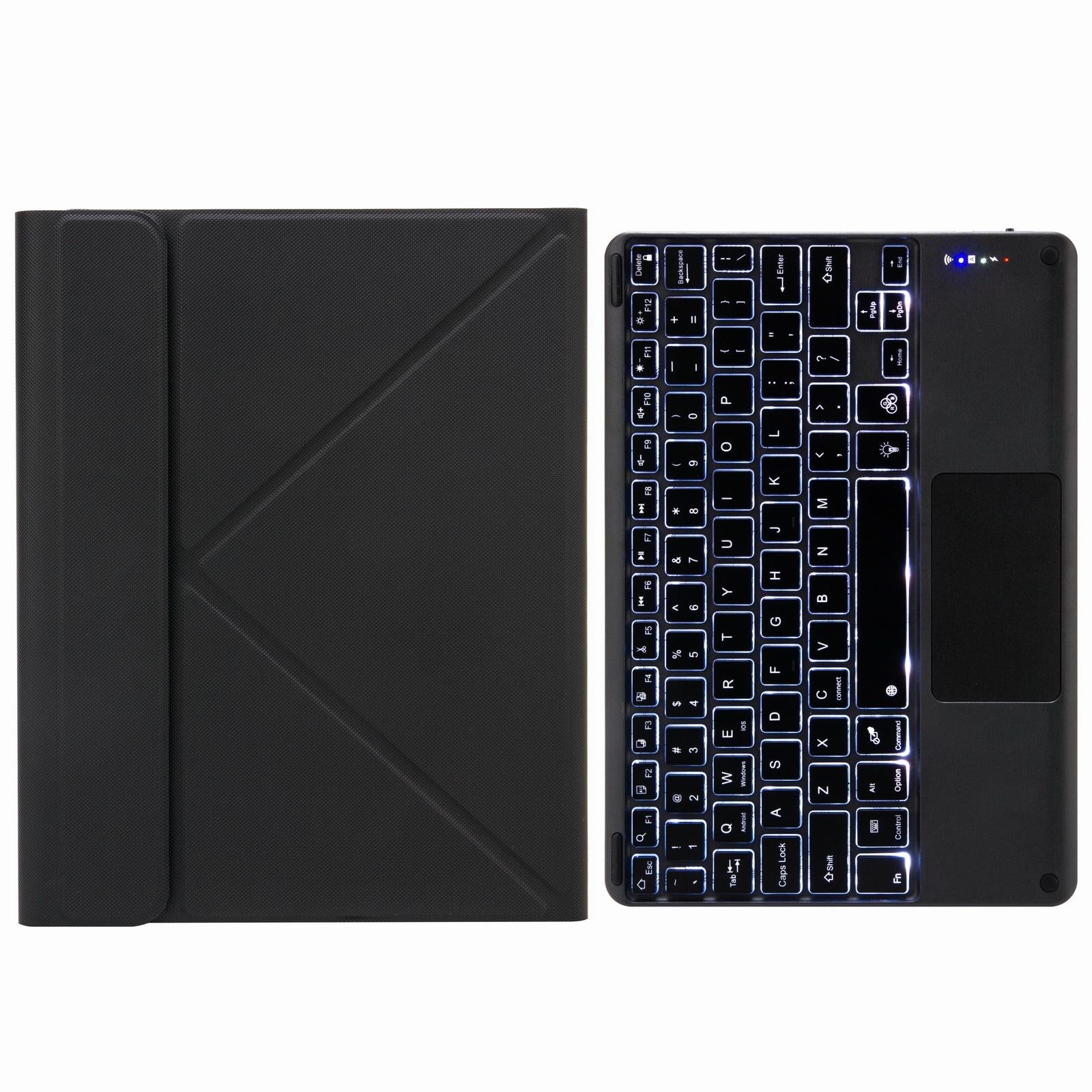 V562-D109954200ADE-202504292015-00 Bluetooth Keyboard Leather Case For Ipad 10.2 / Pro 10.5 - Touch Backlight Three-Fold Holder - Black - Image 1