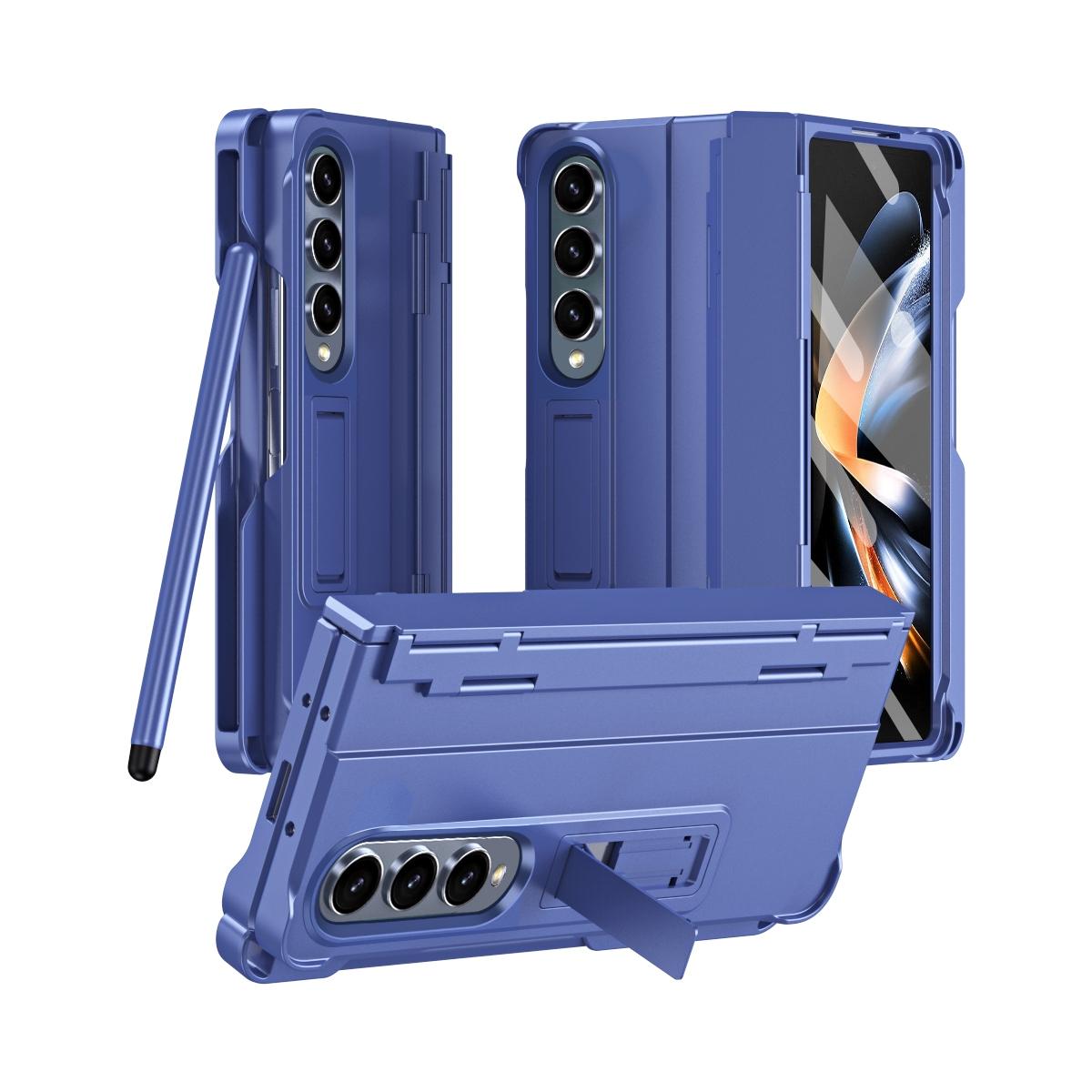 V562-D200093200AYS-202505291213-00 For Samsung Galaxy Z Fold4 5G Shockproof Diamond Case With Hinge And Pen - Blue - Image 1
