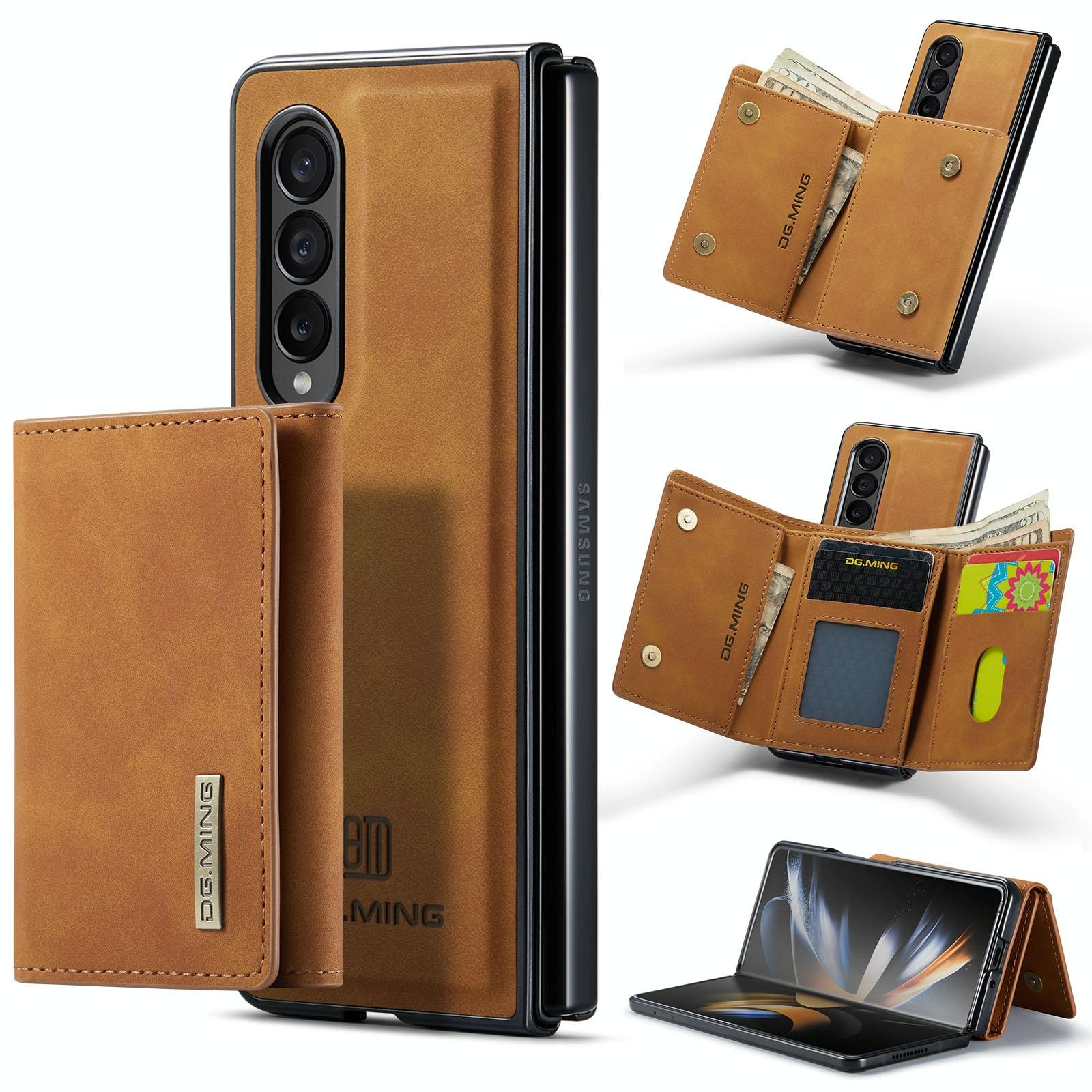 V562-D209116300ADE-202505291326-00 For Samsung Galaxy Z Fold4 5G Wallet Case - 3 Fold Multi Card Holder - Brown - Image 1