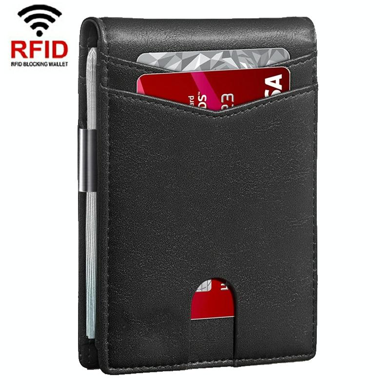 V562-E1018593060DBT-202505291517-00 Rfid-protected Leather Credit Card Wallet - Secure & Stylish - Black - Image 1