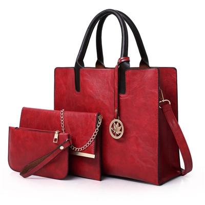 V562-E1027256310DBT-202504251527-00 Versatile Leather Tote Bag for Women - 3-in-1 Design - Red - Image 1