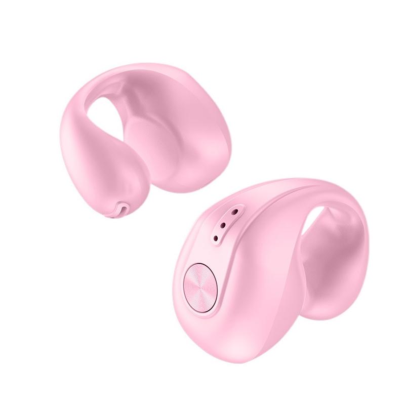 V562-E1038383060DBT-202505222046-00 Wireless Dual Ear Bone Conduction Bluetooth Earphones - Mini Sport Clip - Pink - Image 1