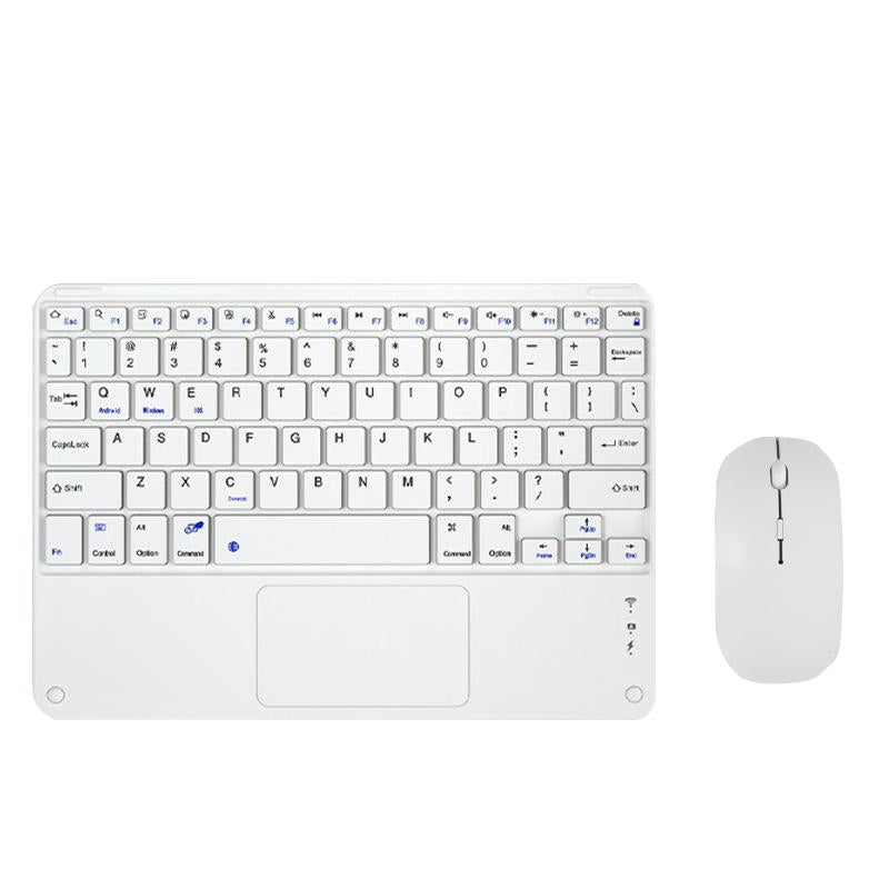 V562-E1042040060DBT-202505261211-00 Portable 9.7 Tablet Keyboard With Bluetooth Touchpad & Mouse Set For Ipad - White + Mouse - Image 1