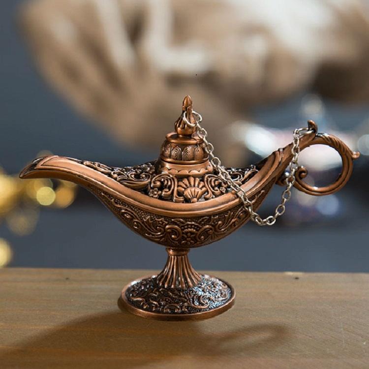 V562-E1047980910DBT-202503041641-00 Metal Aladdin Magic Lamp Aromatherapy Home Decor Gift - Red Copper - Image 1