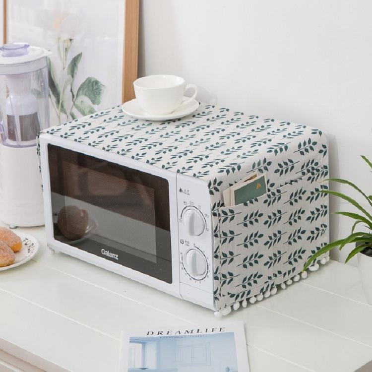 V562-E1056977230DBT-202503031841-00 Universal Cotton Linen Microwave Dust Cover - Green Wheat - Image 1